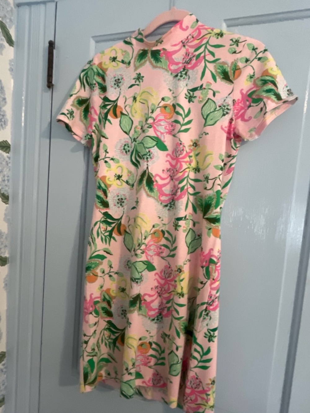 Lilly Pulitzer Women’s Pink Floral Cotton Short-Sleeve Dress
